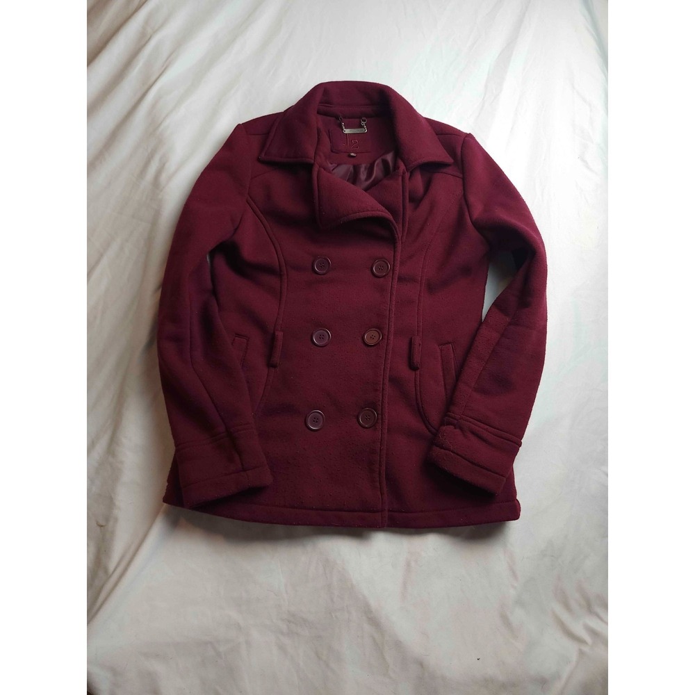 J2 by Jou Jou Pea Coat Womens S Red Burgundy Dark Academia Office Siren Corpcore